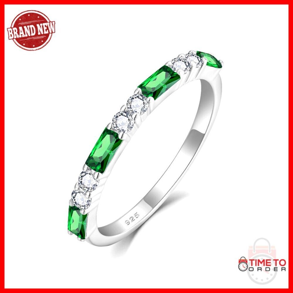 925 Sterling Silver Stackable Birthstone Eternity Ring Size 5-10